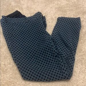 Blue textured ankle pants